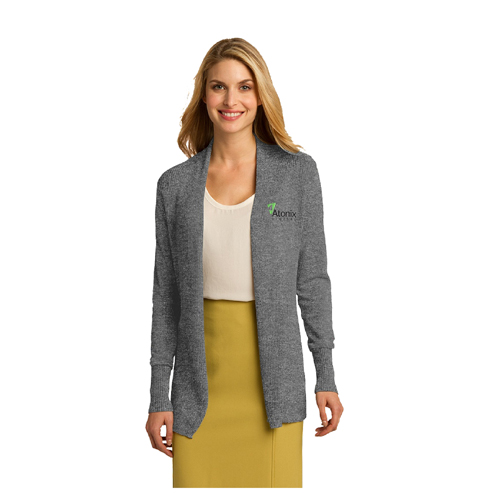 Ladies Open Front Cardigan:Heather Grey